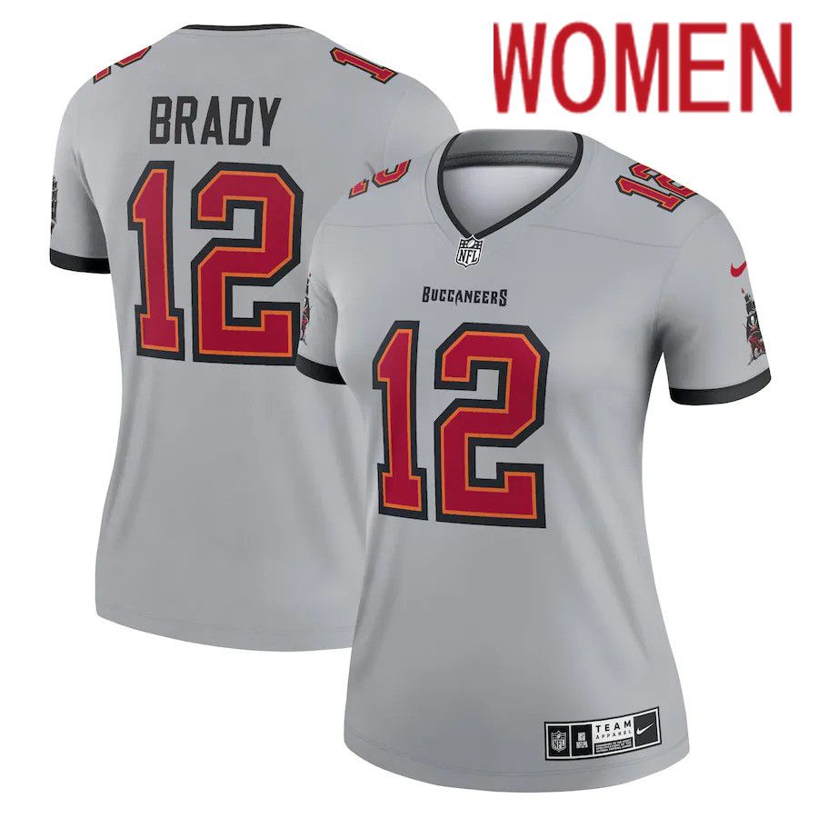 Women Tampa Bay Buccaneers 12 Tom Brady Nike Gray Inverted Legend NFL Jersey